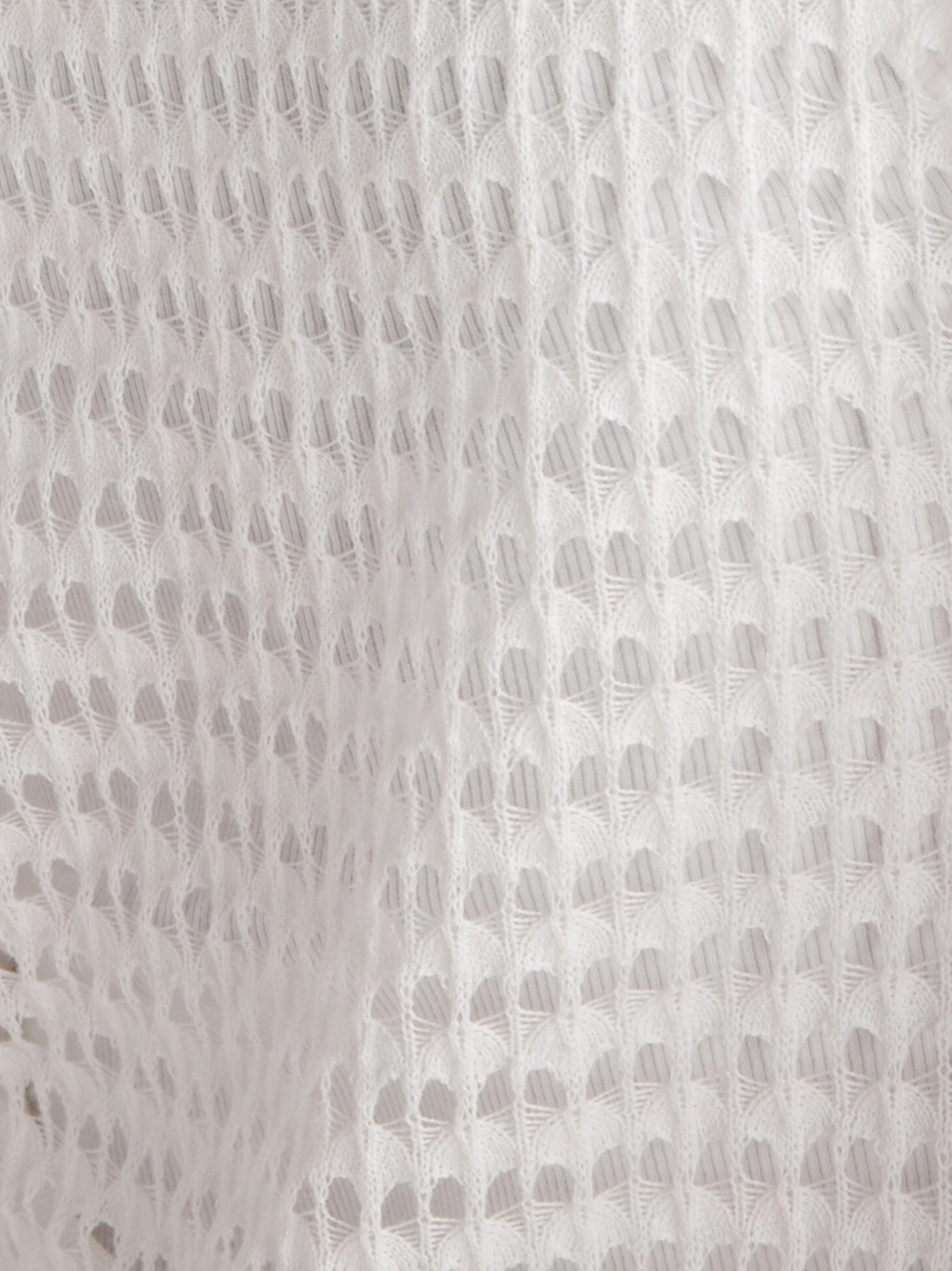 White Open-Knit Button Front Cardigan - Picture 4 of 6